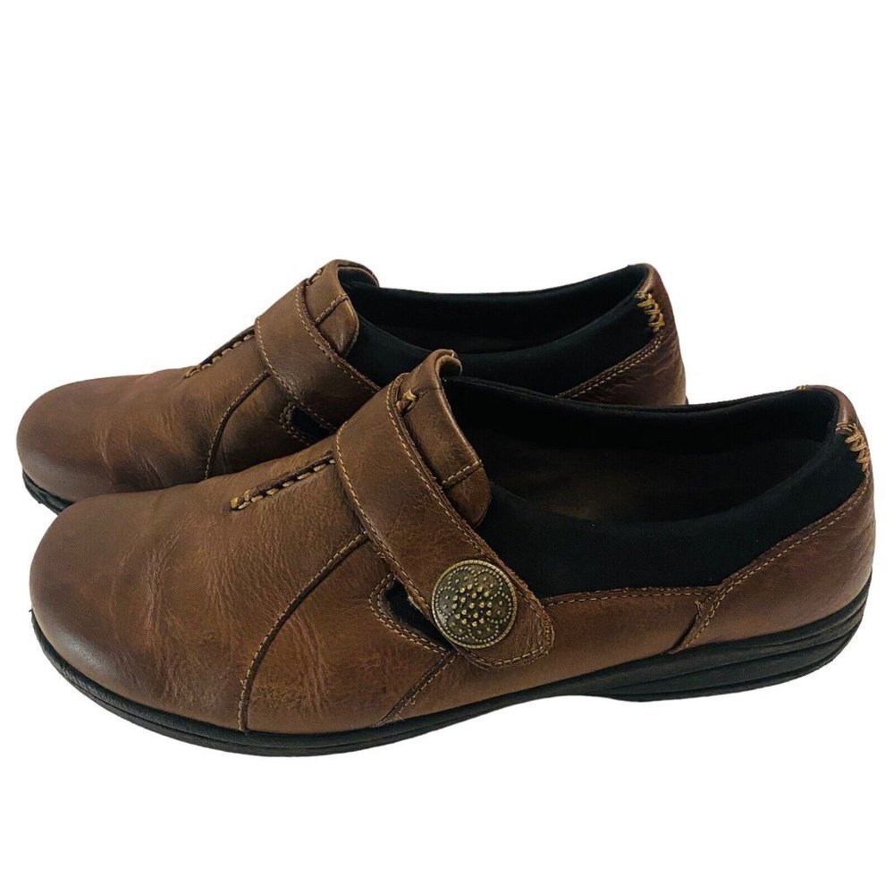 Abeo Smart 3540 Brown Leather Slip On Comfort Flats Loafer 10 Casual Shoes EUC